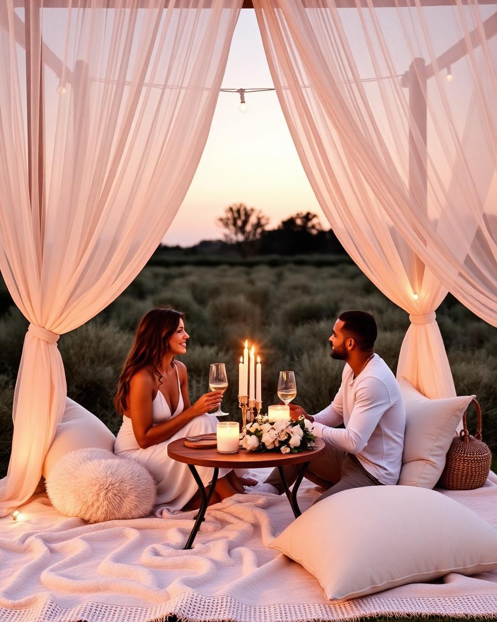 Date Night luxury picnic setup by Creatively Made Events